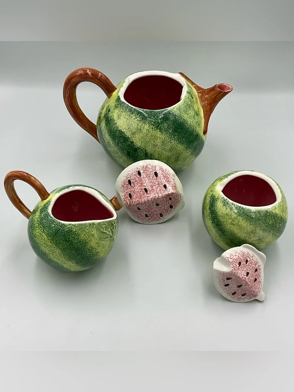 Vintage Pier 1 Ceramic Watermelon 3pc Tea Set